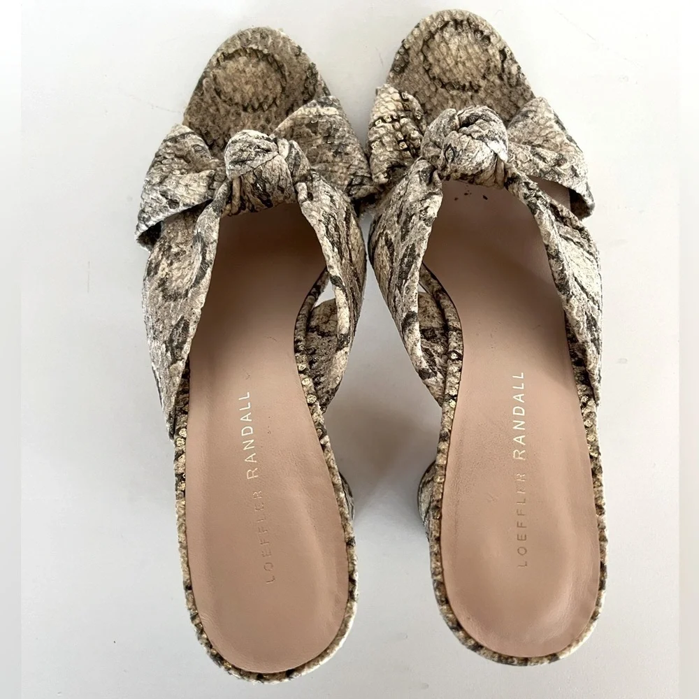 Loeffler Randall Coco High Heel Knot Snakeskin Slide, size 9.5